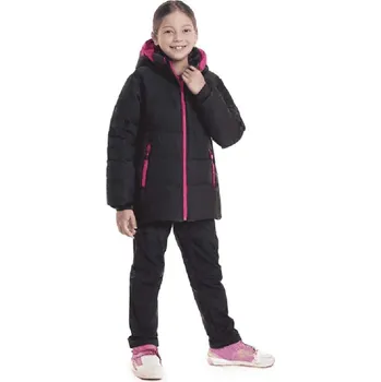 DÍVČÍ ZIMNÍ KABÁT S CHLOUPKEM NOVINKA Barva: Černorůžová, Velikost: 158