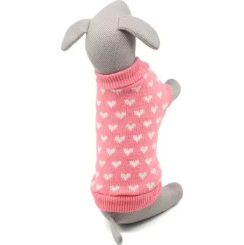 Obleček pro psa Vsepropejska Heart svetr pro psa se srdíčky Barva: Růžová, Délka zad (cm): 44, Obvod hrudníku: 43 - 50 cm
