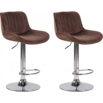 Barová židle 2 ks / set barová židle Lemonte samet chrom, hnědá