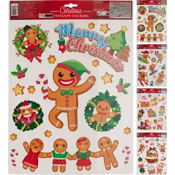 Vánoční dekorace dekorace na okno s glitry PP mix dekorů