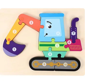 Puzzle Vkládací puzzle s čísly Bagr