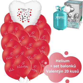 Balónek Helium set - Miluji Tě a Valentýn Helium do balónků + červené balónky 20 ks balonky.cz b82039