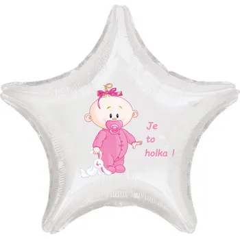 Balónek Balónek bílý fóliový hvězda Je to holka! balonky.cz b85318