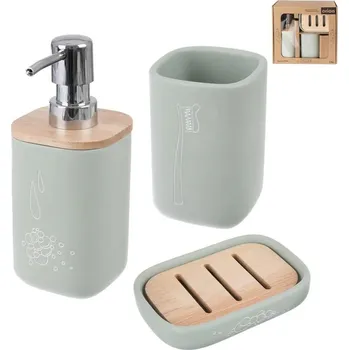 ORION Sada koupelnová polyresin/gum. dřevo GREENISH 3 ks