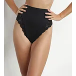 DIM DELICATE THONG - Dámská krajková tanga s vysokým pasem - černá Velikost: L