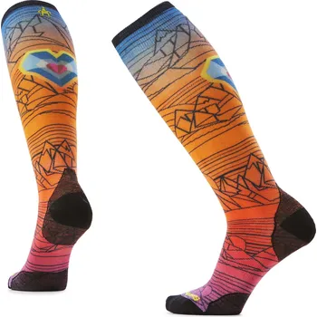 Pánské termo ponožky Smartwool Ski Zero Cushion Geo Peaks Print OTC Soc Ski - orange rust