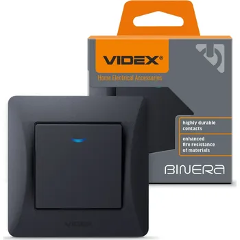 vypínač 1pólový spínač Osvětlený 10A Povrchová montáž Černá BINERA VIDEX