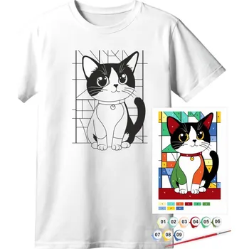 kreativní sada Kreativní sada pro děti - Malování na tričko – Barevná kočička