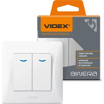 vypínač 2gangový 2cestný spínač s osvětlením 10A Povrchová montáž bílá BINERA VIDEX