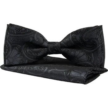 Motýlek Černý pánský motýlek s tmavě šedým paisley vzorem