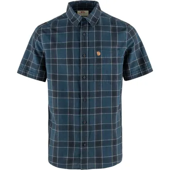 Pánská košile pánská košile s krátkým rukávem FJÄLLRÄVEN Övik Travel Shirt SS M Indigo Blue-Dark Navy - S