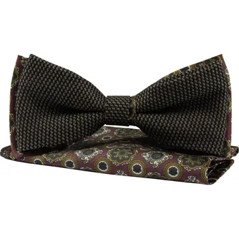 Motýlek Hnědý pánský motýlek s bordó vzorem