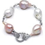 Ocelový náramek s pravými říčními perlami Tesa