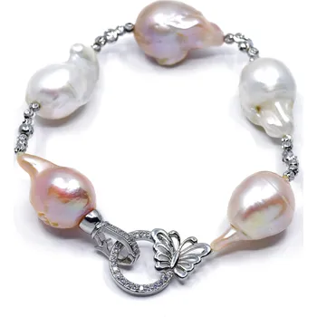 Náramek Náramek říční perly s přívěškem motýlka Tesa