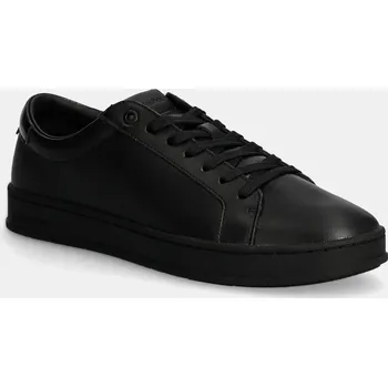 Pánská móda Kožené sneakers boty Calvin Klein LOW TOP LACE UP HM0HM01546 černá 99X, EUR 40