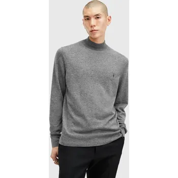 Pánský svetr Vlněný svetr AllSaints KILBURN MOCK pánský, černá barva, s pologolfem, M030KA 90X, vel. XXL