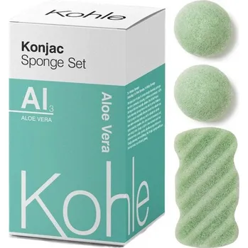 Kosmetická sada KohleCo. Konjakové houbičky - dárková sada aloe vera 3ks
