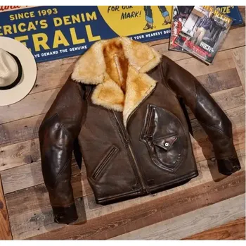 Moto bunda Leather Fashion Kožený kabát s vlněnou podšívkou v jezdeckém střihu Barva: Hnědá, Velikost: L