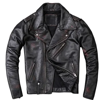 Moto bunda Leather Fashion Bunda z broušené telecí kůže v opraném vintage stylu Velikost: 4XL, Barva (Varianta): Vintage Black
