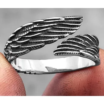 Prsten Ocelový prstýnek s křídly