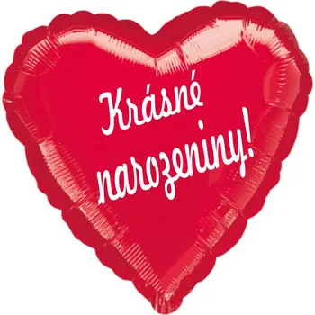 Balónek Balónek fóliový červené srdíčko Krasne narozeniny ! Balonky.cz b85370