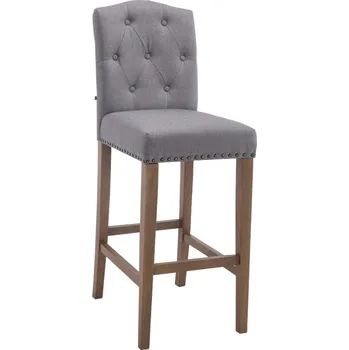 Barová židle Dřevěná barová židle Louise látkový potah, antik-světlá / světle šedá