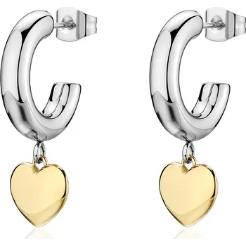 Náušnice S'Agapõ Kruhové bicolor náušnice s přívěsky ve tvaru srdce Aurora SAR67 + 2 měsíce na vrácení zboží