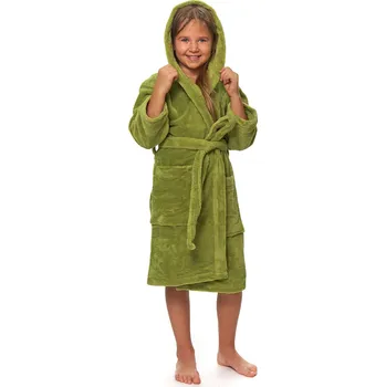 Dívčí župan Dětský župan s kapucí, Olive Green 116