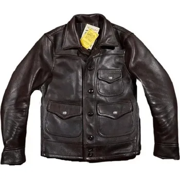 Moto bunda Leather Fashion Silná bunda z plnozrnné hovězí kůže v ležérním střihu Barva: Hnědá, Velikost: 4XL