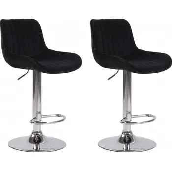 Barová židle 2 ks / set barová židle Lemonte samet chrom, černá