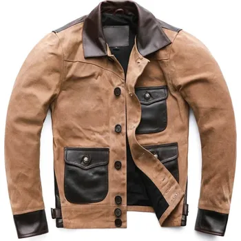 Moto bunda Leather Fashion Kožená bunda z hovězí kůže kombinovaná s plátnem Velikost: L, Barva (Varianta): Brown Canvas