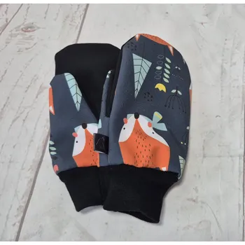 Rukavice Yháček Softshellové rukavice s merinem, Liščí hlavy na petrolejové Velikost:: M