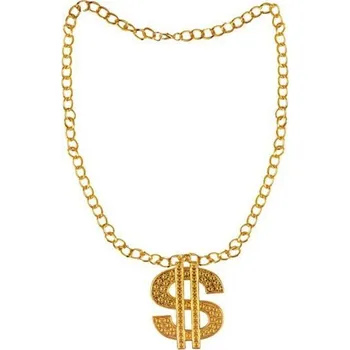 Karnevalový doplněk Funny Fashion Náhrdelník - dolar zlatý