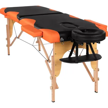 Masážní stůl Stůl, masážní lehátko 2-segmentové dřevěné dvoubarevné
