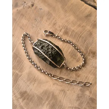 Náramek Stříbrný náramek s vltavínem P38 0006