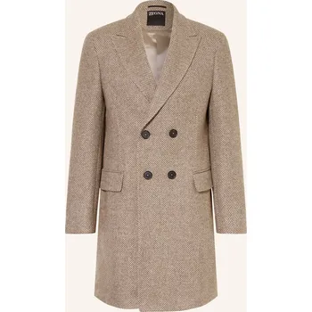 Pánský zimní kabát Zegna Pánský Vlněný Kabát, hnědá / béžová / černá, 52