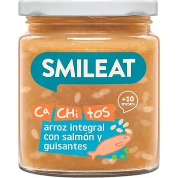 Smileat BIO příkrm losos s hnědou rýží a zeleninou s extra panenským olivovým olejem 10M+ 230g
