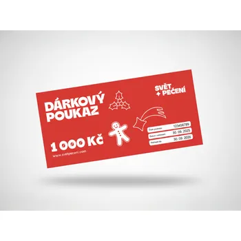 Dárkový potravinový koš Svět pečení Vánoční dárkový poukaz 1 000 Kč