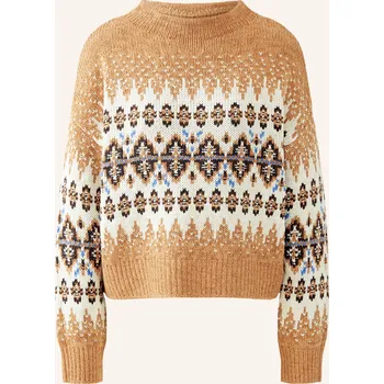 Dámský svetr Oui Dámský Svetr, velbloudí / tmavě hnědá / krémová, 36