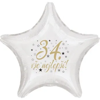 Balónek 34. narozeniny balónek hvězda Balonky.cz b85115