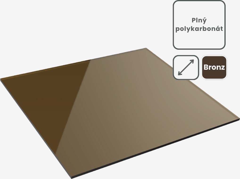 Plný polykarbonát 6mm bronz Rozměr typizované desky: 1020x3050mm