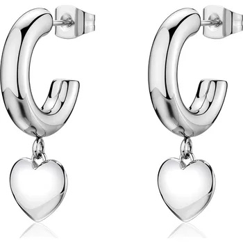 Náušnice S'Agapõ Kruhové náušnice z oceli s přívěsky ve tvaru srdce Aurora SAR66 + 2 měsíce na vrácení zboží