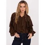 Hnědá dámská viskózová košile s volány MI-KS-92506.52-brown Velikost: ONE SIZE
