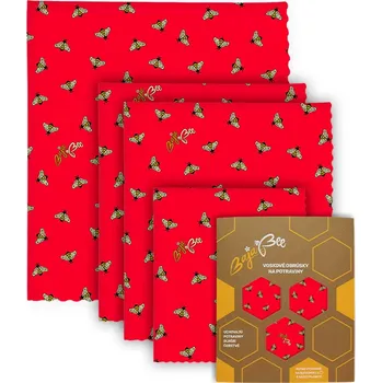 Termobox BajaBee Voskované ubrousky - Multipack, Červené včelky, XL/M/M/S