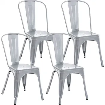 Jídelní židle 4 ks / set židle Factory, stříbrná