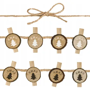 Vánoční dekorace Sada 8 ks vánočních kolíčků Deleon hnědá