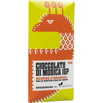 Čokoláda Ciokarrua Grezzopuro Čokoláda Modica IGP Pomeranč 50g BIO