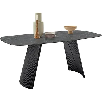 Jídelní stůl Jídelní stůl TOBELO antracitový mramor, podnož černá matná