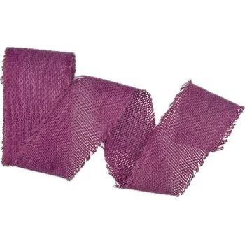 Stuha Stuha bavlněná COUNTRY SOUL PLUM fialová 60mm x 3m (16,-Kč/m) (Stuha bavlněná, fialová, s třásnitými okraji)