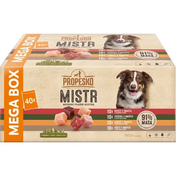Krmivo pro psa Propesko Mistr sada kapsiček pro psy hovězí/kuřecí/zvěřiné maso s omáčkou 40x 85 g